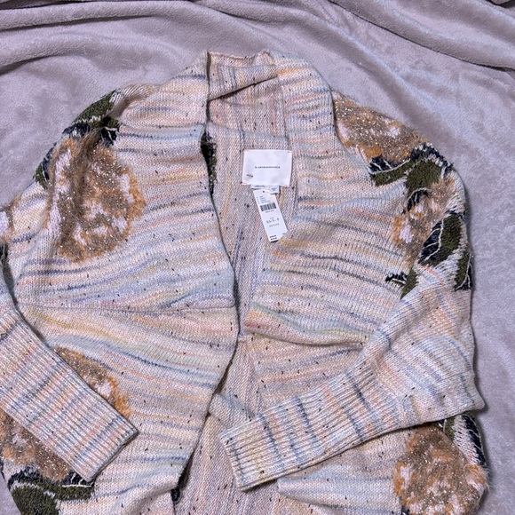 Anthropologie Cream, Gold,Green Floral Cocoon Sweater…NWT - Picture 3 of 10